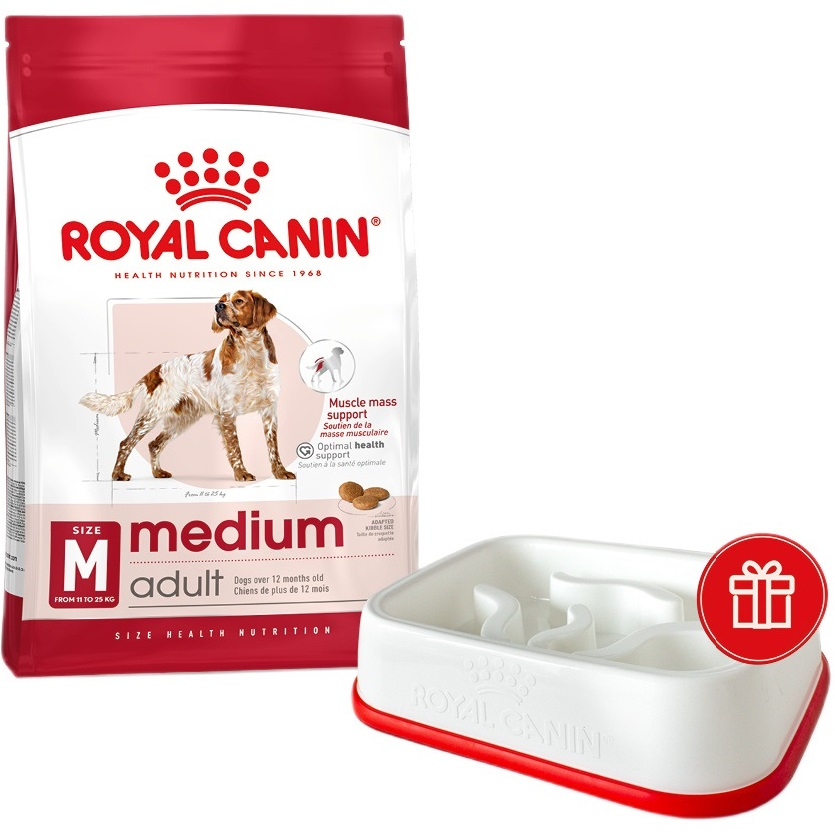 Сухой корм для собак Royal Canin Medium Adult средних пород 4кг + кормушка в подарок фото 