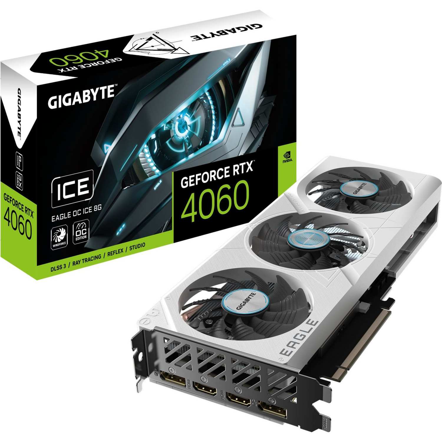 Відеокарта GIGABYTE GeForce RTX 4060 8GB GDDR6 EAGLE OC (GV-N4060EAGLEOC_ICE-8GD)фото