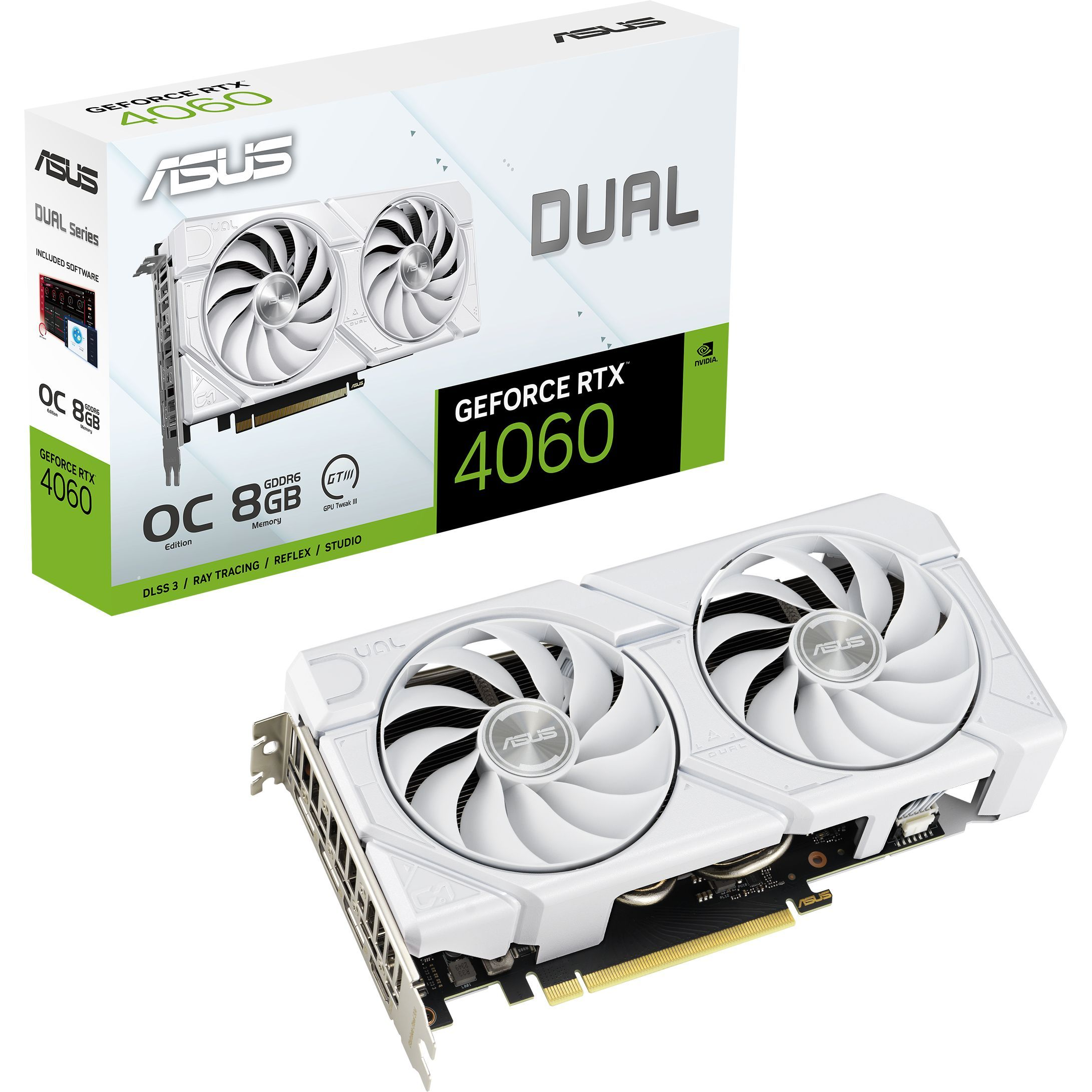 Видеокарта ASUS GeForce RTX 4060 8GB GDDR6 DUAL OC EVO WHITE (90YV0JCB-M0NA00) фото 1