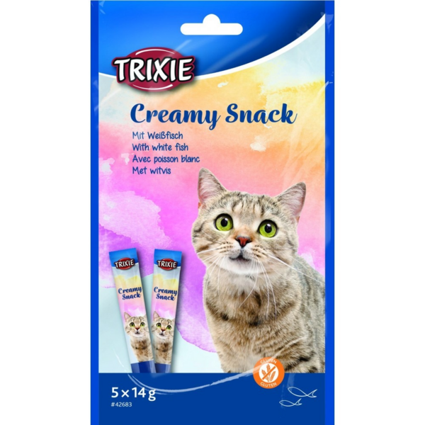 Лакомство для котов Trixie Creamy Snacks из белой рыбы 5*14 г