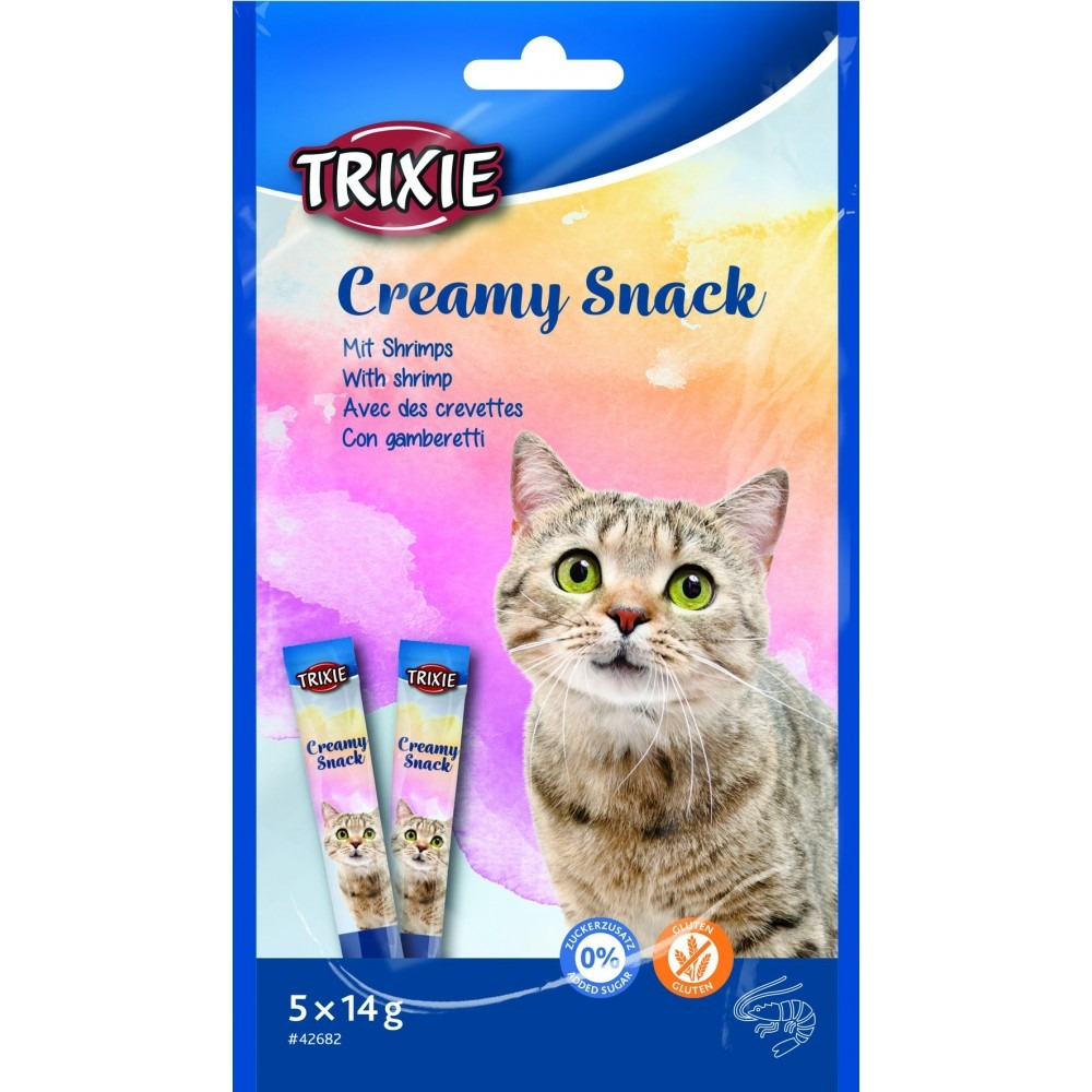 Лакомство для котов Trixie Creamy Snacks с тунцом и креветками 5*14 г фото 