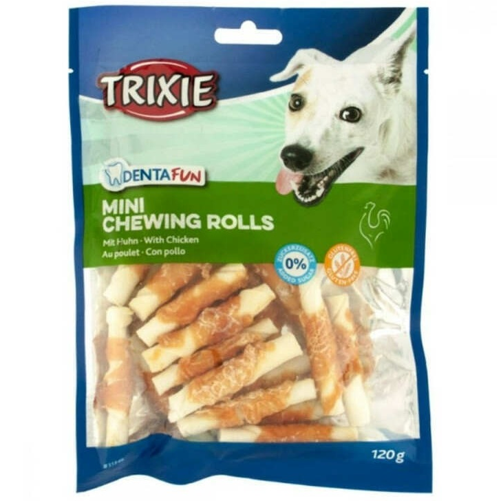 Лакомство для собак Trixie Denta Fun Mini Палочки для чистки зубов с курицей 6 см 120 г фото 1