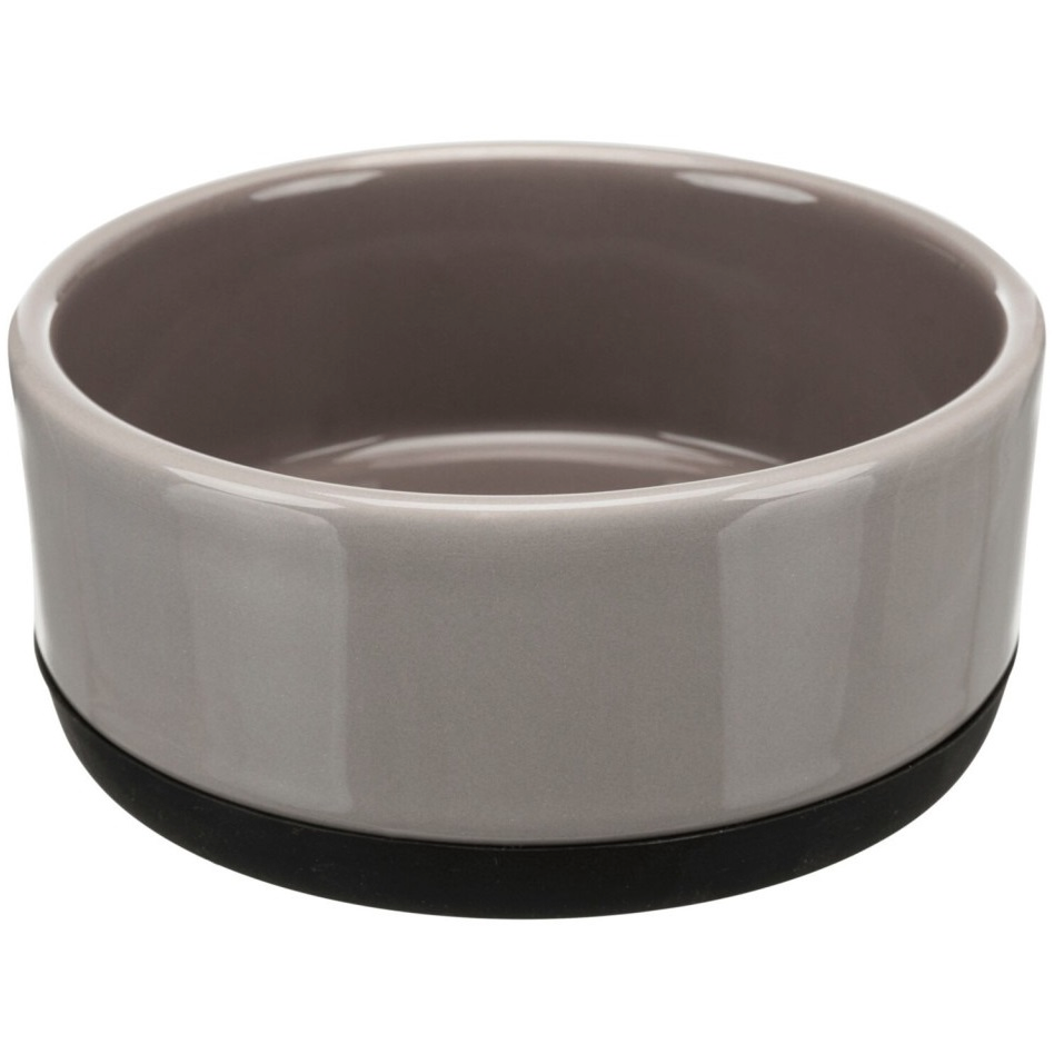 Миска для собак Trixie керамічна з резиновою основою 12 см 0.4 л сірафото1