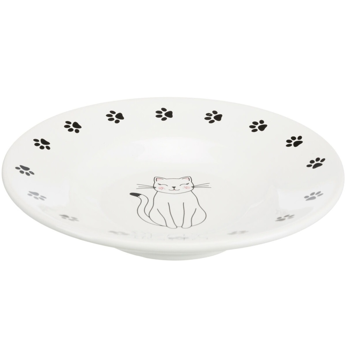 Миска для котів Trixie керамічна пласка з принтом 15 см 0.2 л білафото1