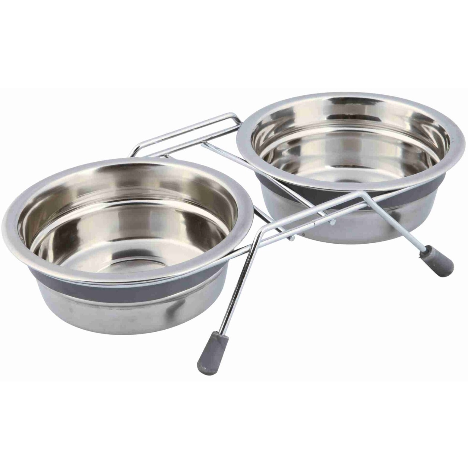 Миска для собак Trixie подвійна на нековзаючій підставці металева 13 см 2*450 млфото1
