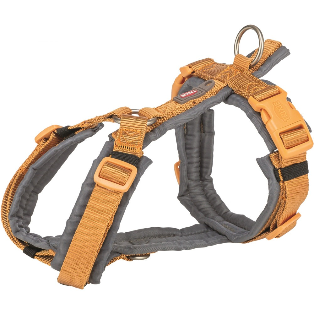 Шлея для собак Trixie Premium трекінгова M 53–64 см 20 мм помаранчево-сірафото1