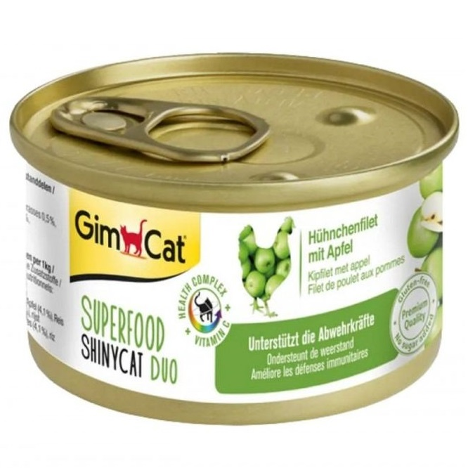 Вологий корм для котів GimCat Shiny Cat Superfood курка та яблуко 70 гфото