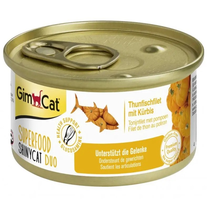 Влажный корм для котов GimCat Shiny Cat Superfood тунец и тыква 70 г фото 