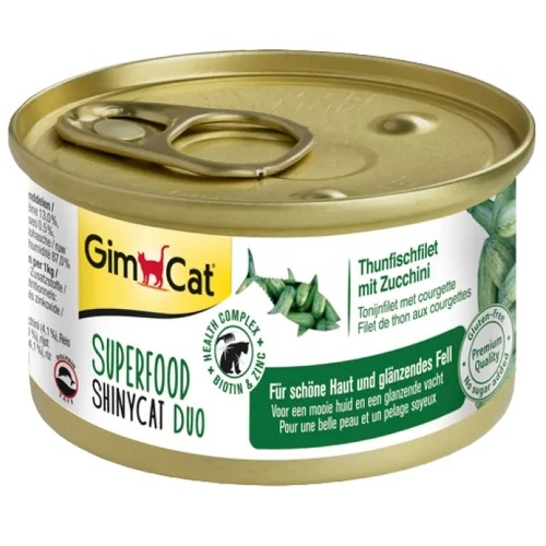 Вологий корм для котів GimCat Shiny Cat Superfood тунець та цукіні 70 гфото