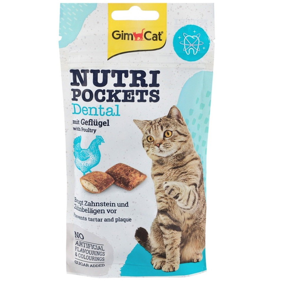 Лакомство для котов GimCat Nutri Pockets Dental для зубов 60 г фото 