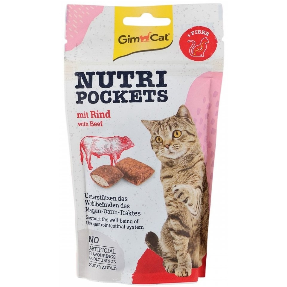 Лакомство для котов GimCat Nutri Pockets говядина 60 г фото 