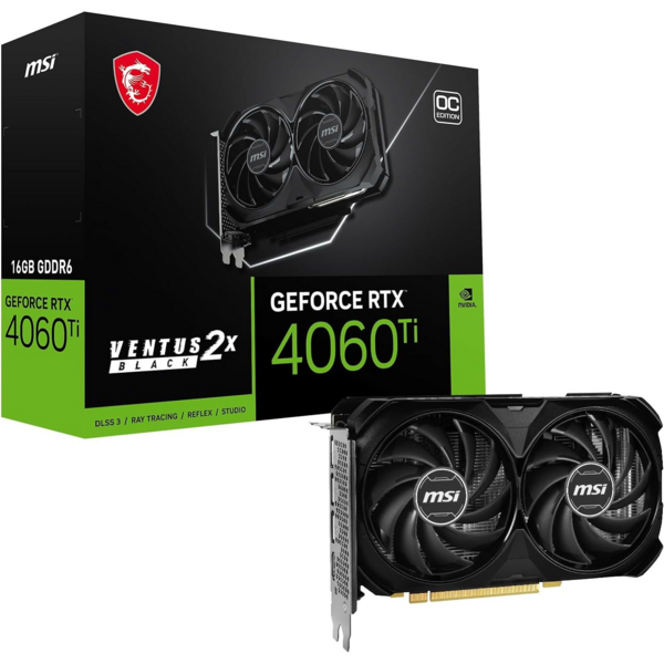 

Видеокарта MSI GeForce RTX 4060 Ti 16GB GDDR6 VENTUS 2X OC BLACK (912-V517-213)