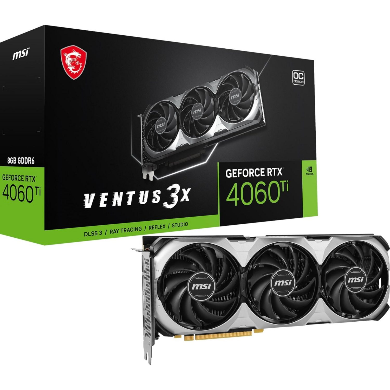 Видеокарта MSI GeForce RTX 4060 Ti 8GB GDDR6 VENTUS 3X E OC (912-V515-218) фото 