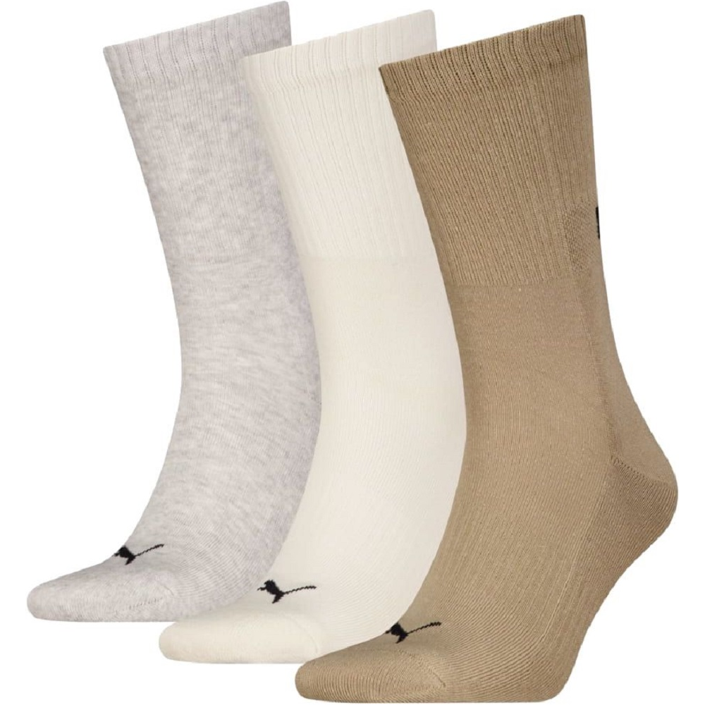 Набор носков Puma Unisex New Generation Cushioned Crew 3P 938372-09 39-42 3 пары бежевые/серые