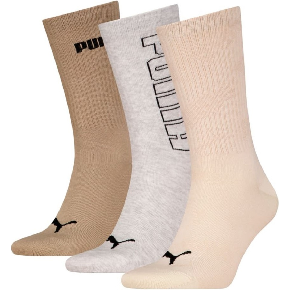 Puma Unisex Mesh Logo Crew Sock 3P 938564-01 39-42 3 пари бежеві/сірі