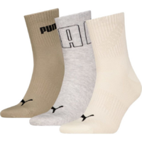 Набор носков Puma Unisex Mesh Logo Short Crew Sock 3P 938577-01 35-38 3 пары бежевые/серые