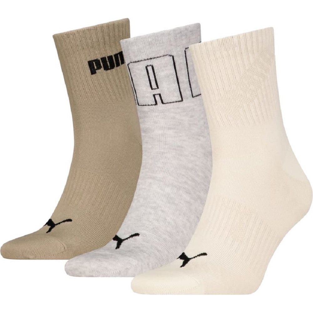 Набір шкарпеток Puma Unisex Mesh Logo Short Crew Sock 3P 3 пари бежеві/сірі