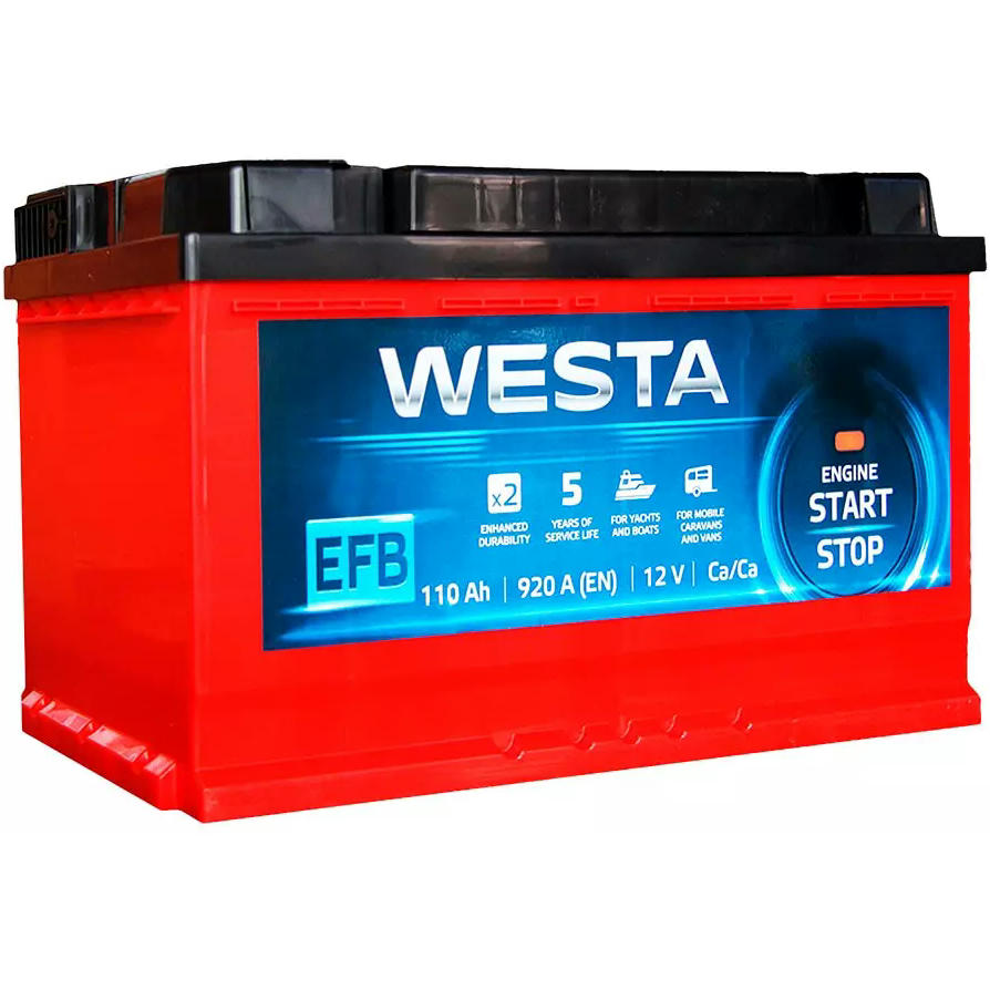 Автомобильный аккумулятор Westa 6CT-110 А (0) Red EFB фото 