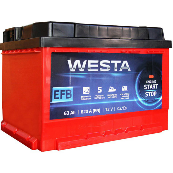 

Автомобильный аккумулятор Westa 6CT-63 А (1) Red EFB (4822023631629)