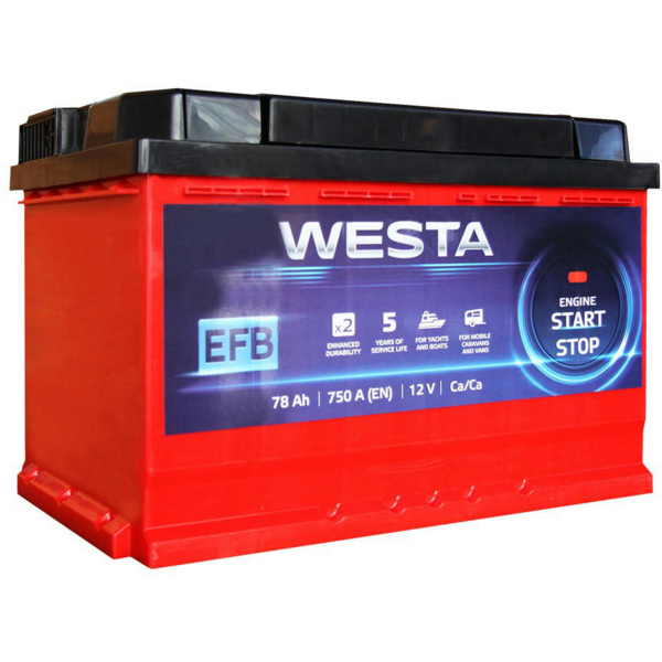

Автомобильный аккумулятор Westa 6CT-78 А (0) Red EFB (4822023780754)
