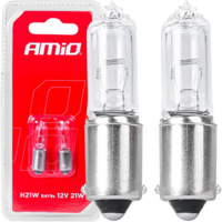 Лампа Amio галогенова H21W 12V 21W BAY9S White 2шт 03357 (5903293033579)