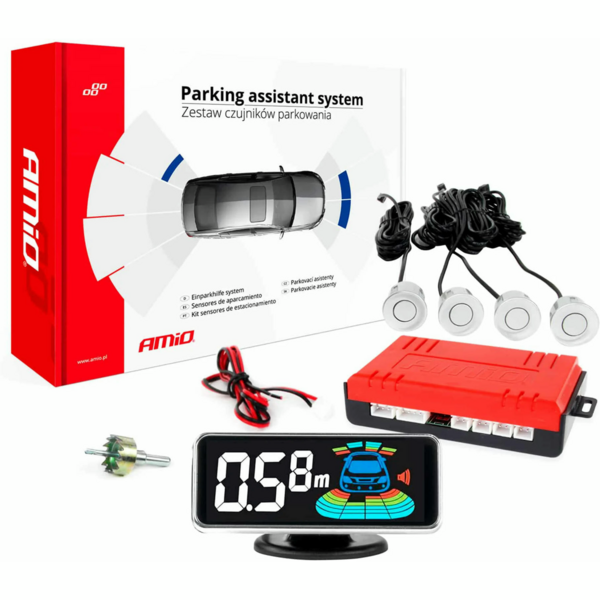

Система парковки Amio LED-GRAF 3D 4 датчика серебряный 03187 (5903293031872)