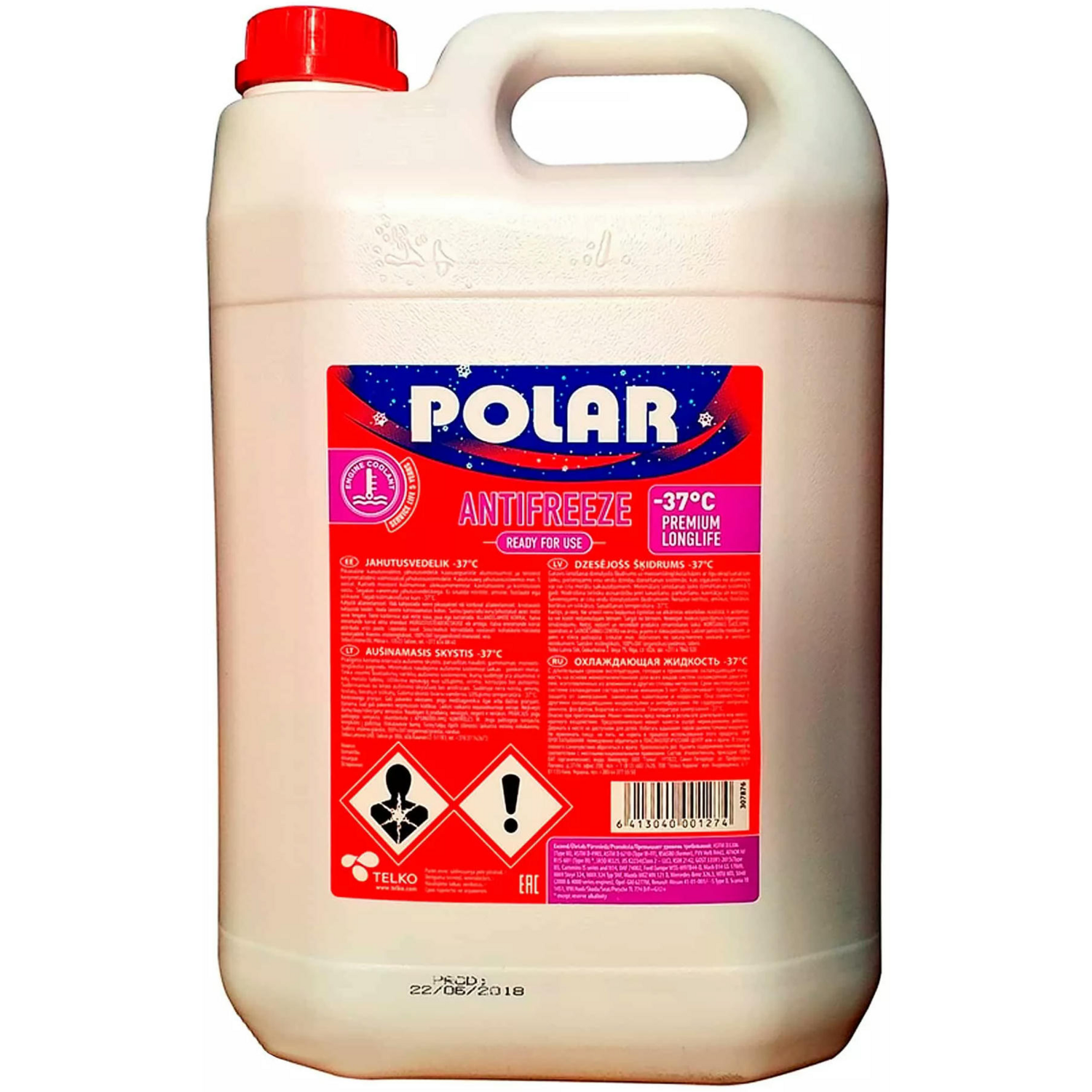 Антифриз Polar Premium Long LLC G12 -37°C червоний 10л (6413040001281)фото