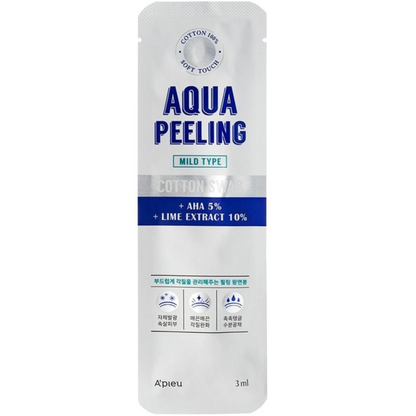 

Пилинг-палочка для лица A'pieu Aqua Peeling Cotton Swab c AHA и BHA-кислотами 3 мл