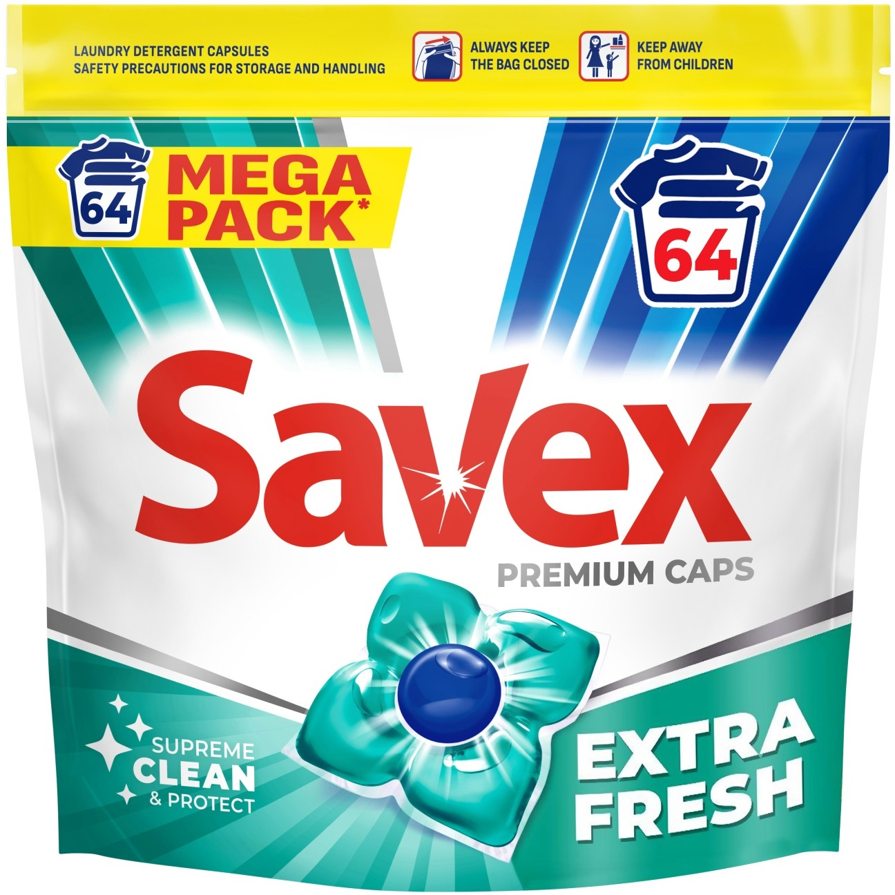 Капсули для прання Savex Premium Caps Extra Fresh 64 штфото