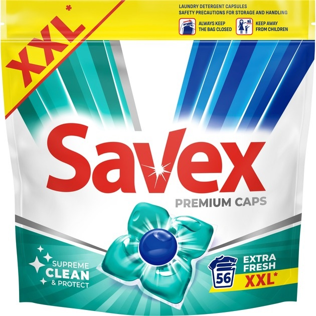 Капсули для прання Savex Premium Caps Extra Fresh 56 штфото