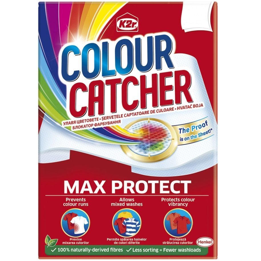 Кольорові серветки для прання K2r Colour Catcher 10 штфото