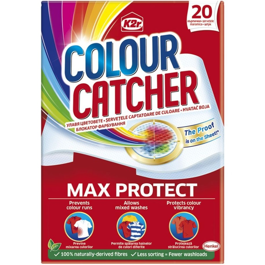 Кольоропоглинаючі серветки для прання K2r Colour Catcher 20 штфото