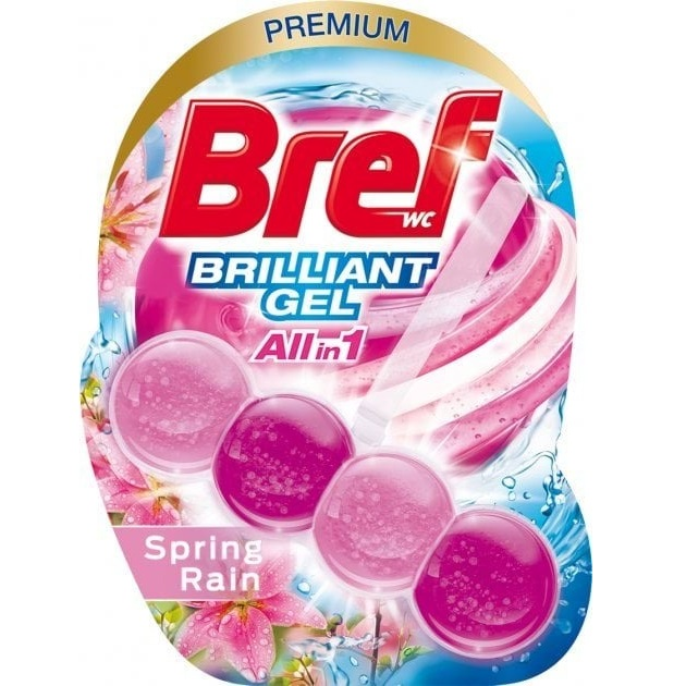 Туалетный блок для унитаза Bref Brilliant Gel Весенний дождь 1 шт фото 