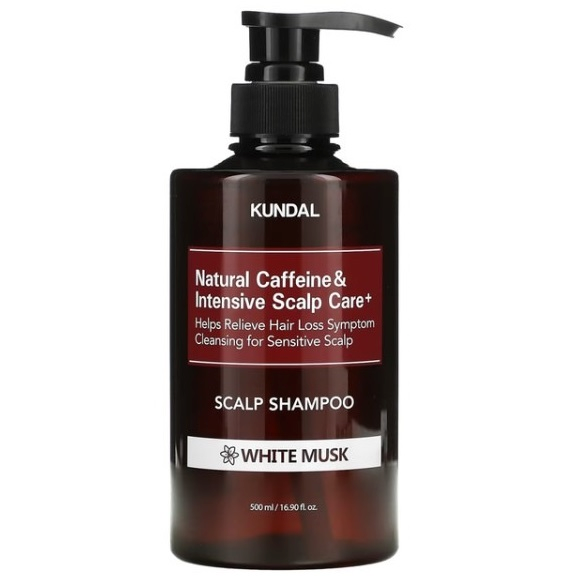Шампунь Kundal Natural Caffeine&Intrnsive Scalp Care Shampoo White Musk проти випадіння волосся 500 млфото1