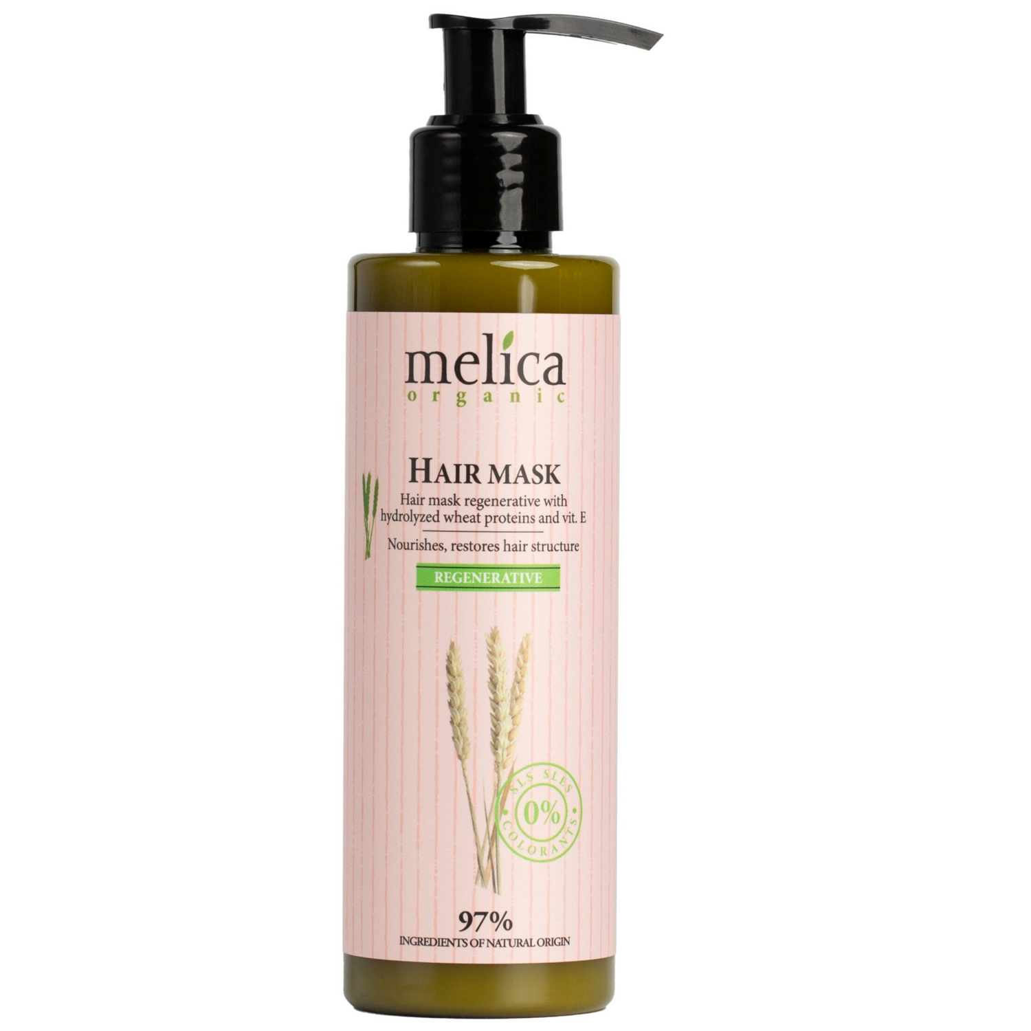 Маска для волос Melica Organic регенерирующая с протеинами пшеницы и витамином Е 200 мл фото