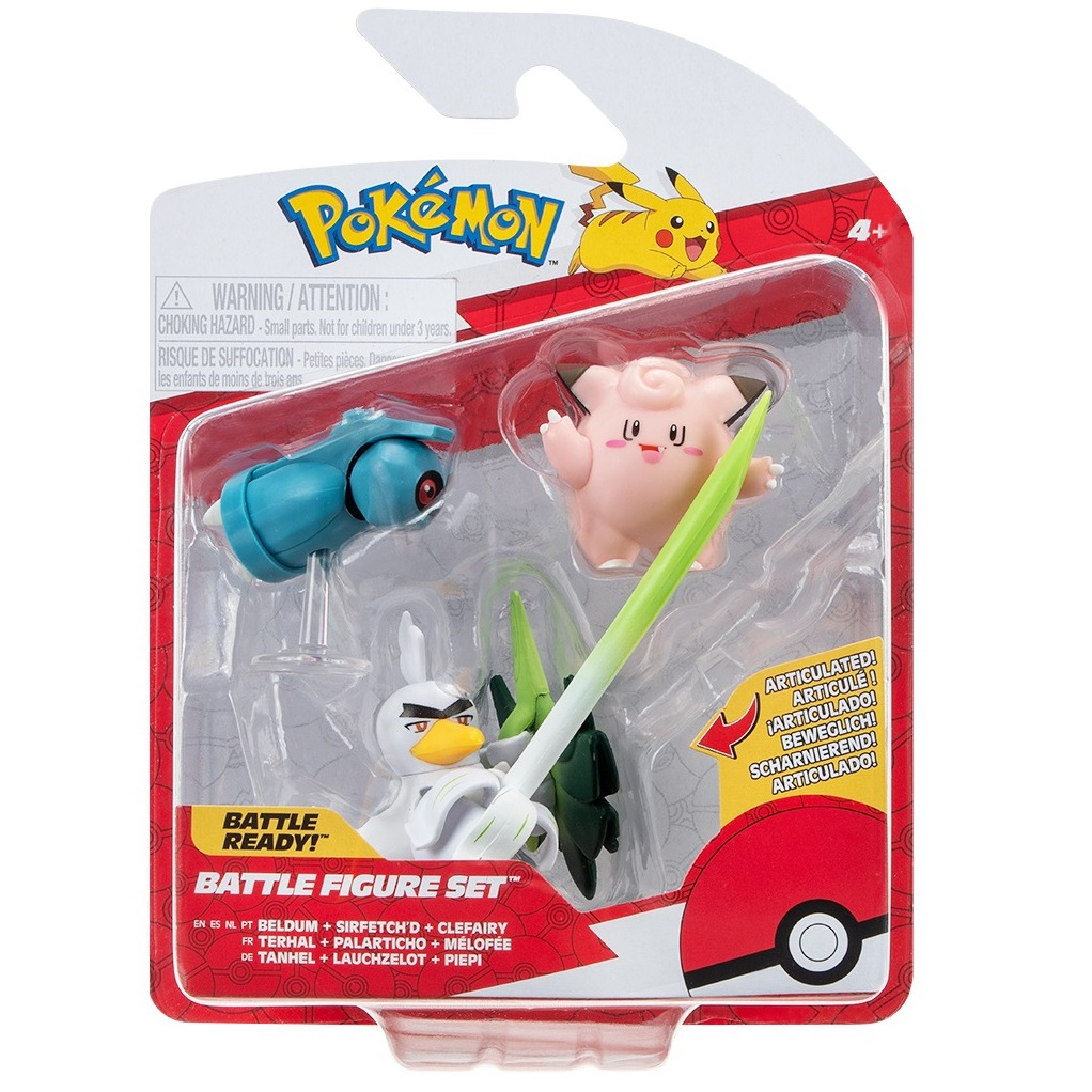 Набор игровых фигурок Pokemon W18 - Клефейри, Белдум, Сирфетч&#039;Д (PKW3057) фото 