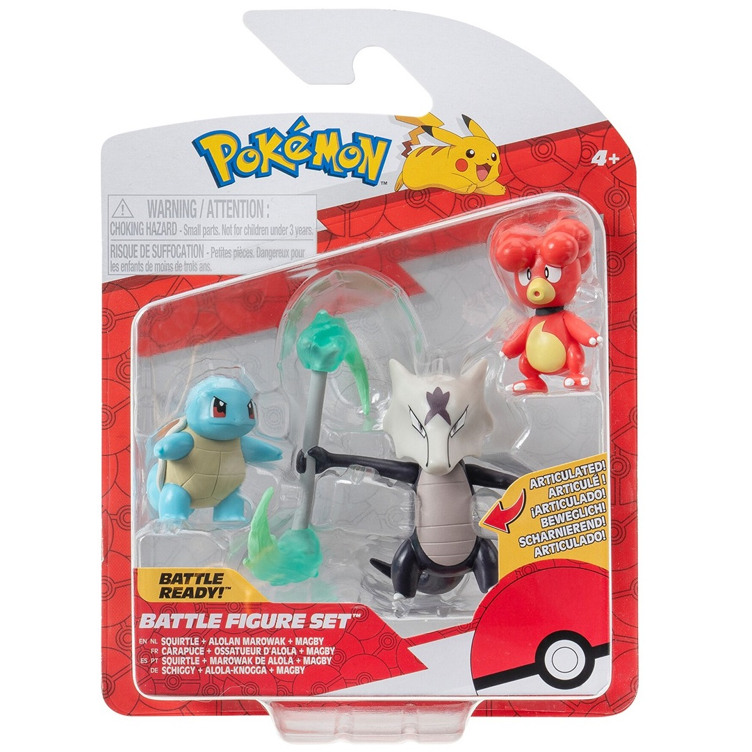 Набор игровых фигурок Pokemon W19 - Магби, Сквиртл, Алола Маровак (PKW3600) фото 