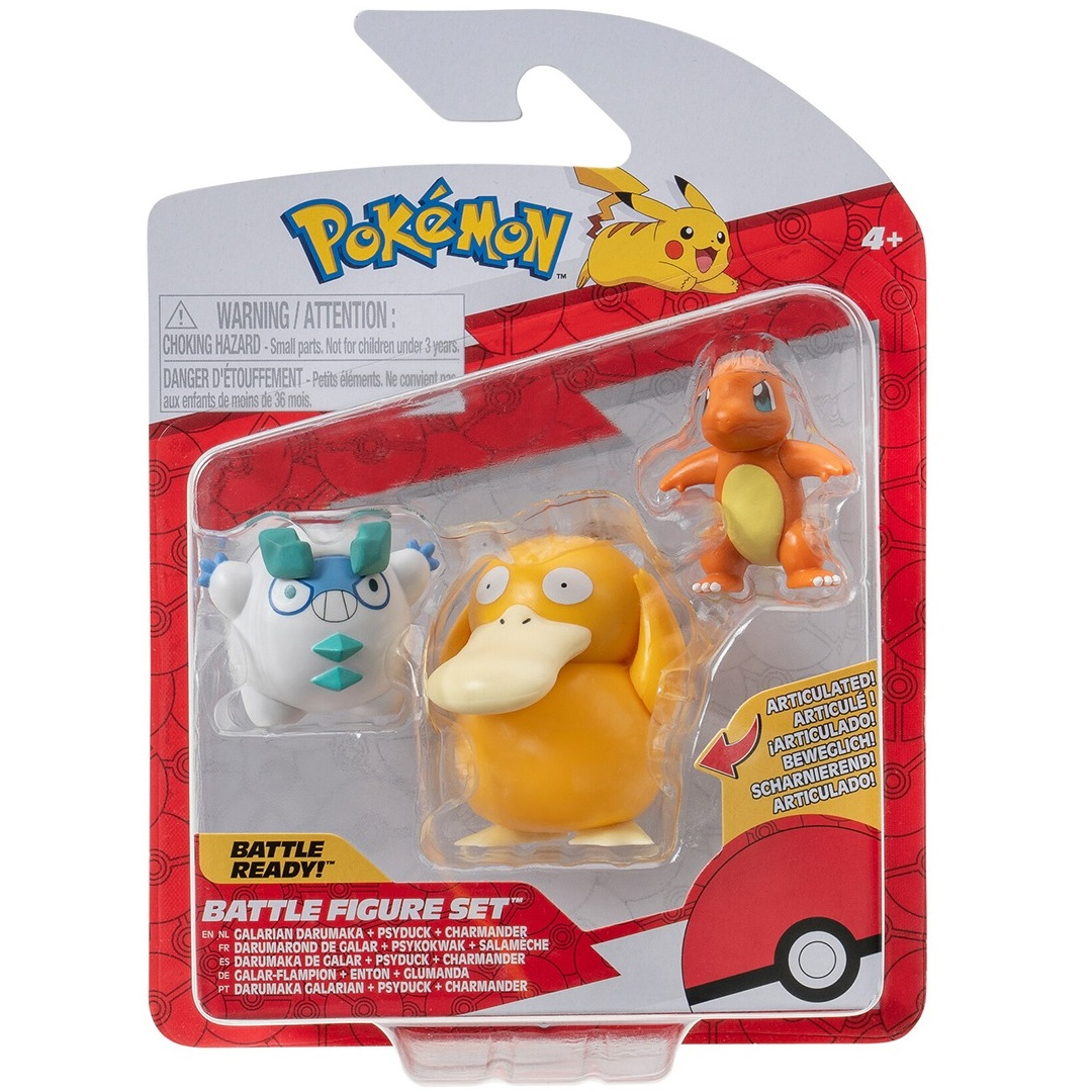 Набор игровых фигурок Pokemon W19 - Чармандер, Галарский Дарумака, Псайдак (PKW3598) фото 