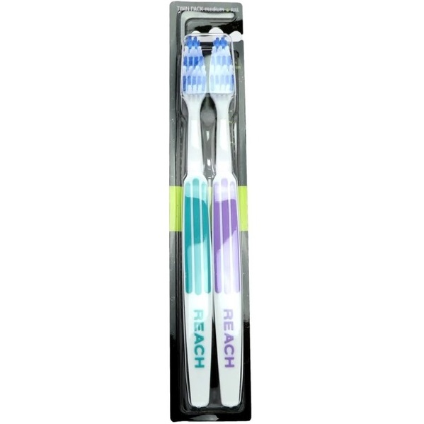 Зубная щетка Reach Medium Twin Pack Interdental Бирюзово-сиреневая 2 шт фото 