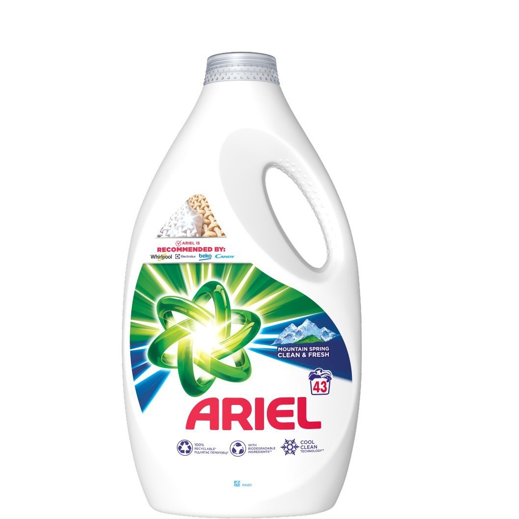 Гель для стирки Ariel Mountain spring Clean &amp; Fresh 2.15 л фото 