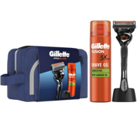 Подарочный набор Бритва Gillette ProGlide с 1 сменным картриджем + Гель для бритья Fusion5 200 мл + Подставка + Косметич