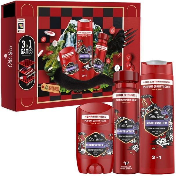 Подарочный набор Old Spice 3-в-1 Night Panther Gamebox Дезодорант 150 мл + Дезодорант-стик 50 мл + Гель для душа 400 мл фото 1