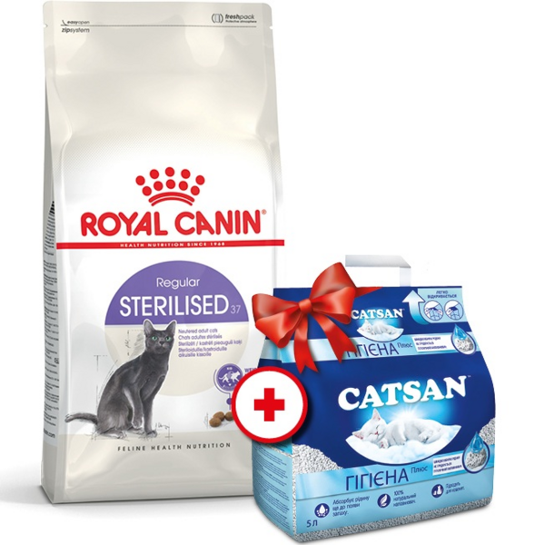 

Сухой корм для взрослых стерилизованных кошек Royal Canin Sterilised 4.0 кг + Наполнитель Catsan 5 л (11682) (1272120737