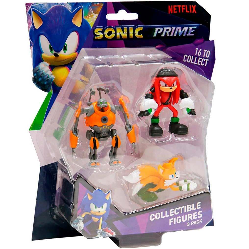 Набор игровых фигурок Sonic Prime Эггфорсер, Наклз, Тэйлз (3 фигурки, 6,5 см), (SON2020A) фото