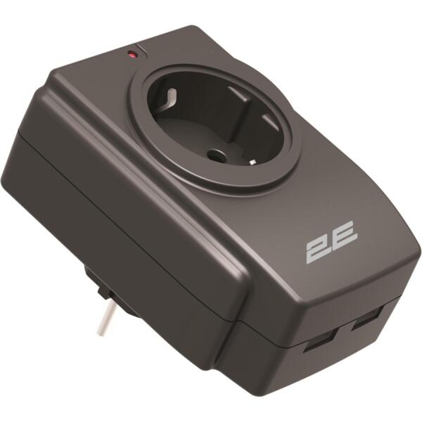 

Сетевой адаптер 2E 1XSchuko 2*USB-A Black (2E-AD120U)