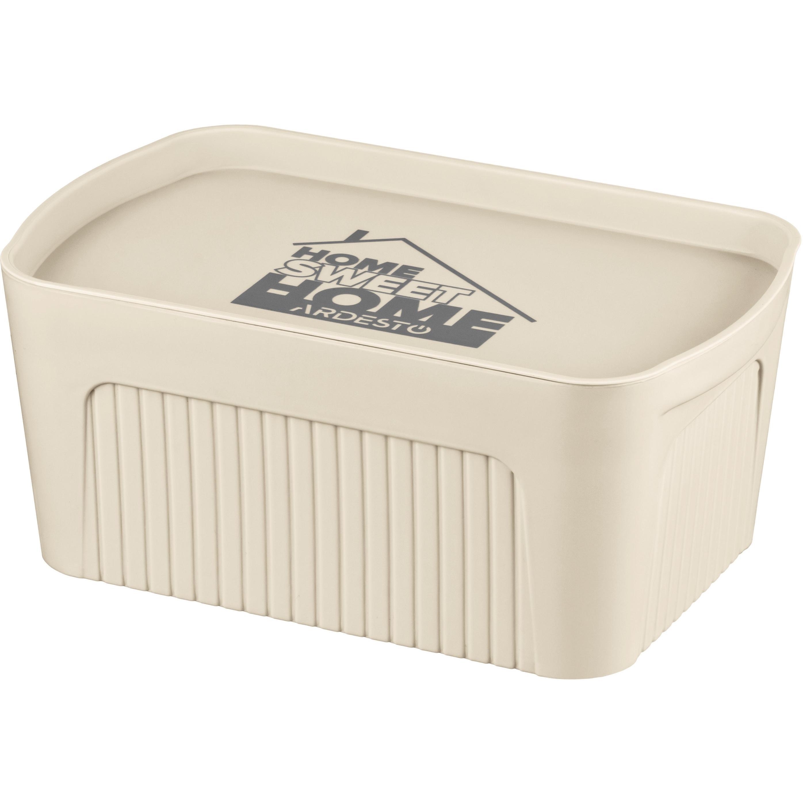 Кошик для зберігання ARDESTO 32х21.5х14см з кришкою 6л бежевий (ARHC2506B)фото1