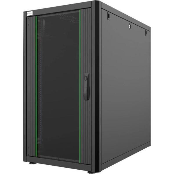 

Шкаф MIRSAN 19", 20U, GTN, перфорированная дверь, 600x1000 мм, максимально 1000 кг, черный