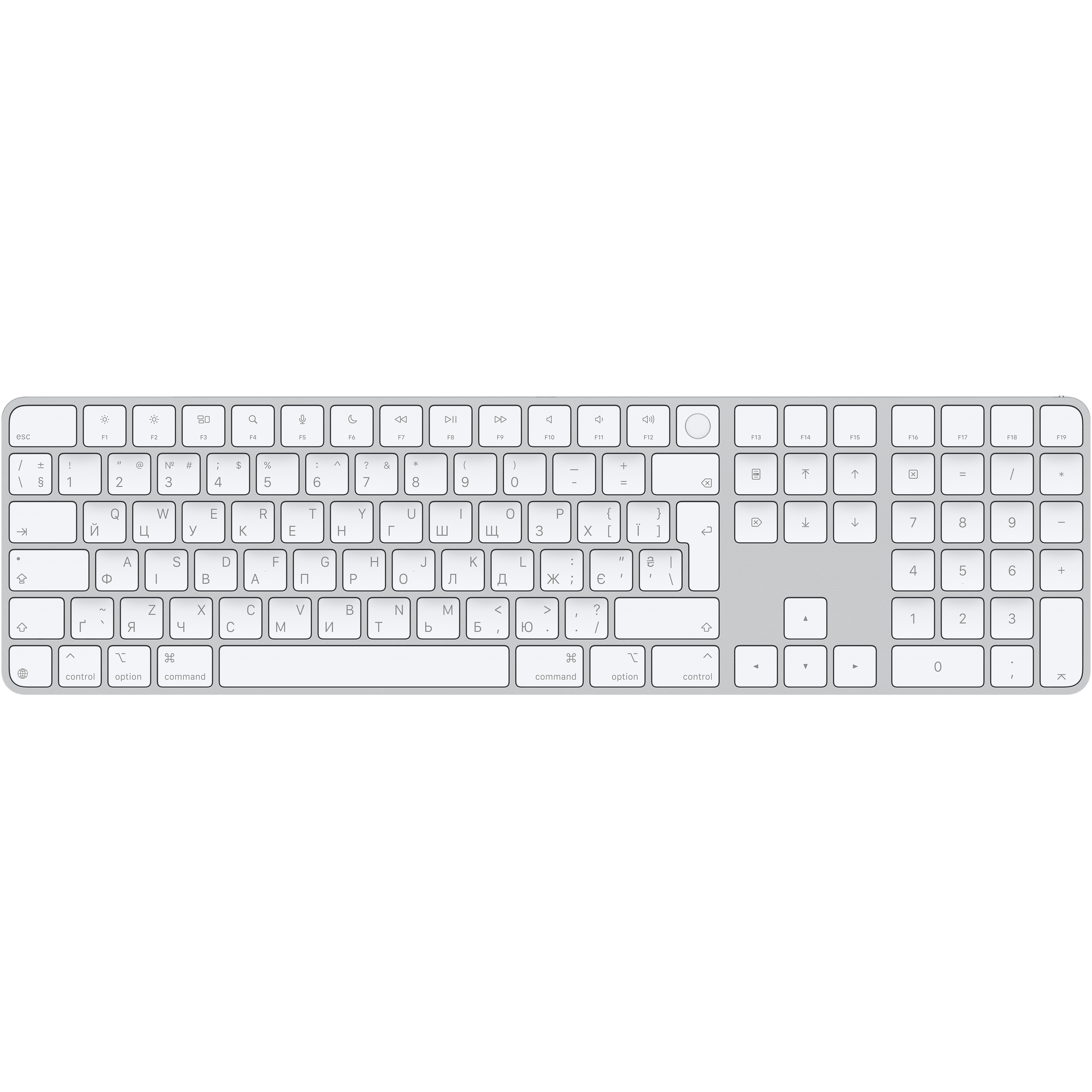 Клавіатура Apple Magic Keyboard with Touch ID and Numeric Keypad for Mac with Apple silicon Ukrainian White (MXK73UA/A)фото1