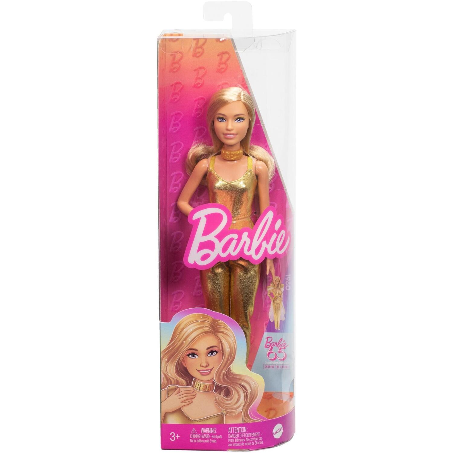 Лялька Barbie "Модниця" в золотистому комбінезоні (HRH19)фото
