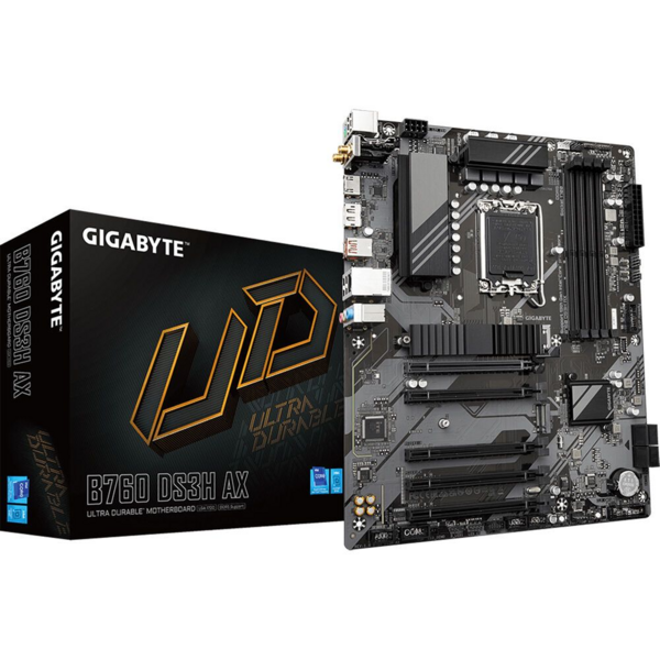 Акція на Материнская плата GIGABYTE B760 DS3H AX s1700 B760 4xDDR5 M.2 HDMI DP Wi-Fi ATX від MOYO